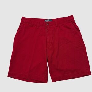 Vintage Polo Ralph Lauren Prospect Shorts Red Cotton‎ Men Size 34 Flat Frontt